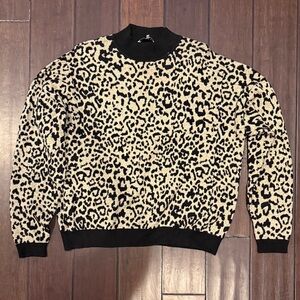 Wayf Mock Neck Leopard Print Women’s Sweater Size Small